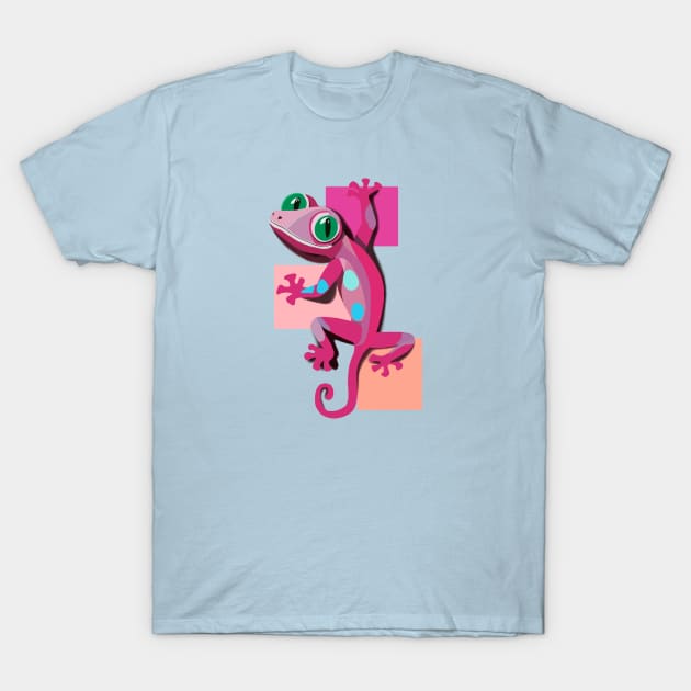 Pink Gecko With Green Eyes T-Shirt by Suneldesigns